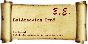 Balázsovics Ernő névjegykártya